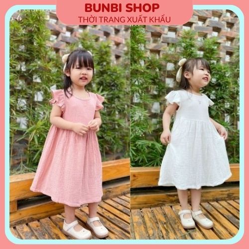 Váy bé gái cộc tay,váy muslin cực xinh chất mềm mại êm da hàng việt nam xuất khẩu chuẩn