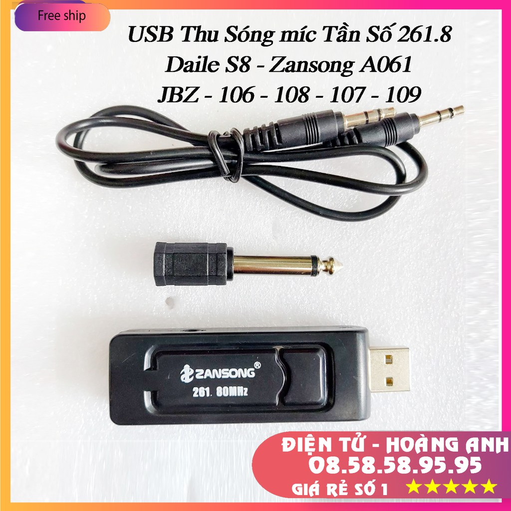 USB thu sóng míc cho loa kéo tần số 261.8 - Daile S8 - Zansong A061 - JBZ - 106 - 108.