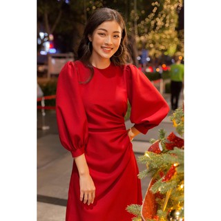 EDINI - D1166 Đầm nhún eo cách điệu