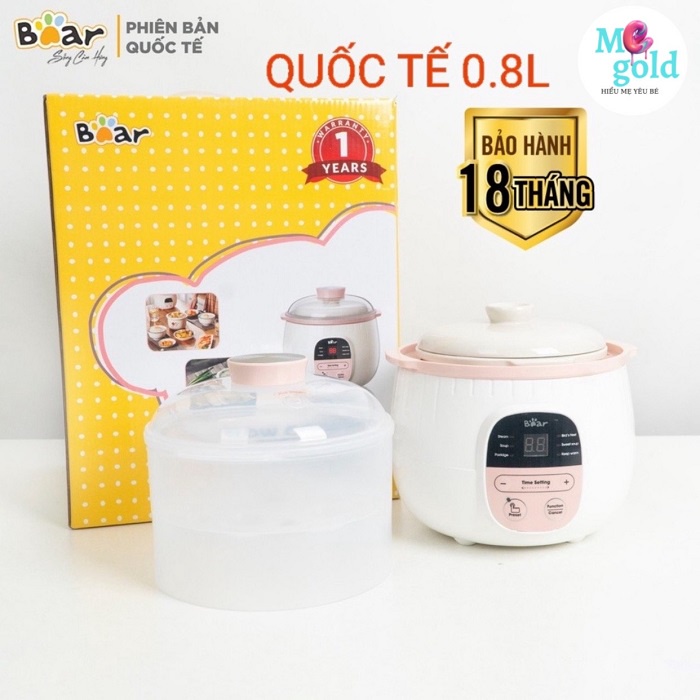 NỒI NẤU CHÁO CHẬM BẢN QUỐC TẾ - 1 ĐỔI 1  0.8L CHÍNH HÃNG BEAR BH 18 THÁNG CHẾ BIẾN ĐỒ ĂN DẶM CHO BÉ