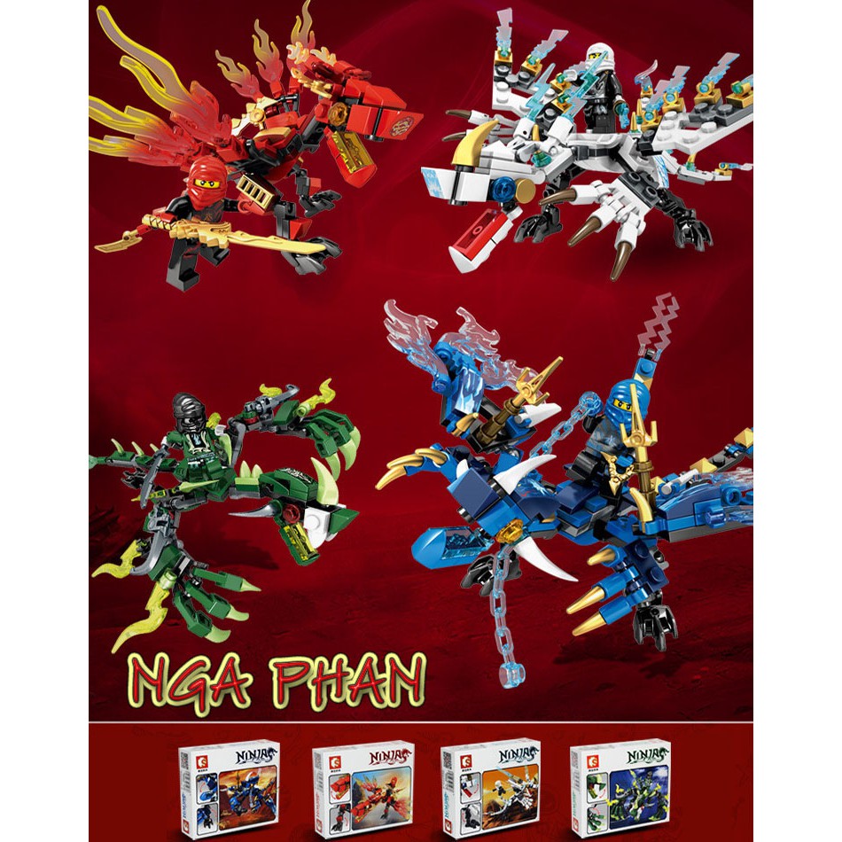 Ninja Cưỡi Rồng Chiến Ninjago Đồ Chơi Xếp Hình Lắp Ráp Sembo MOC DIY