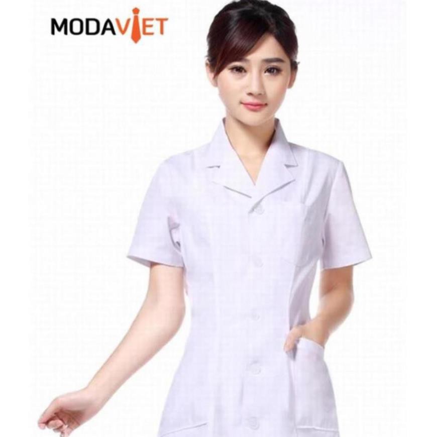 Áo blouse y tá, điều dưỡng , dược sĩ - vải silk đẹp dài ngang mông