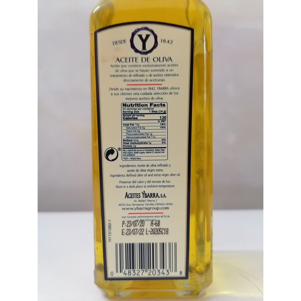 [Chai 250ml] DẦU Ô LIU TINH CHẾ [Spain] YBARRA Olive Oil (atu-hk)