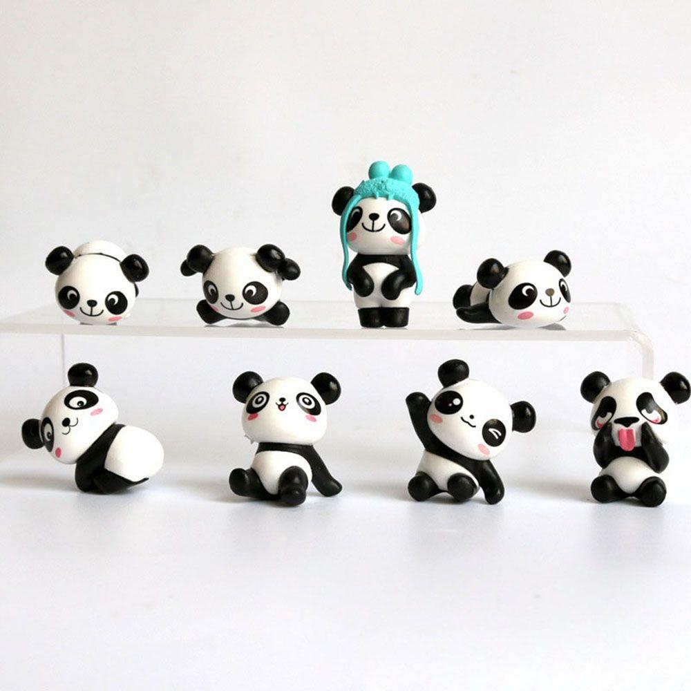 Set 8 Mô Hình Gấu Trúc Hoạt Hình Mini Trang Trí Tiểu Cảnh DIY|Áo Thun In Hình Vui Nhộn Phong Cách Trung Hoa