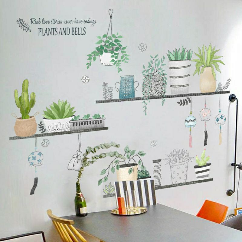 DECAL DÁN TƯỜNG KỆ CÂY XANH PHONG CÁCH TROPICAL - NHIỆT ĐỚI