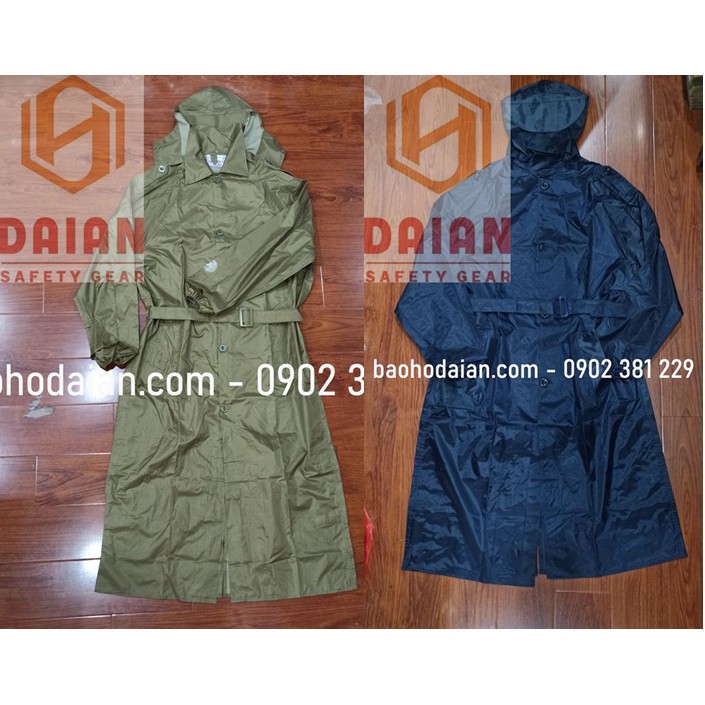 Áo mưa măng tô vải dù nón rời (có size)