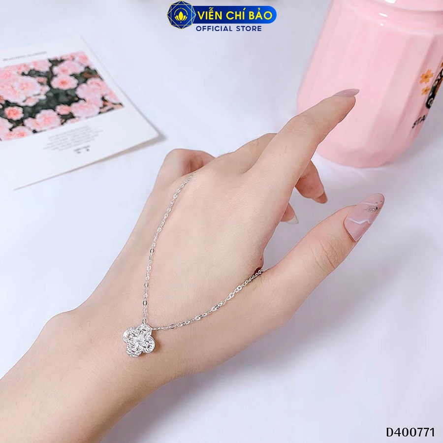 Dây chuyền bạc nữ cỏ bốn lá may mắn chất liệu bạc 925 thời trang phụ kiện trang sức Viễn Chí Bảo D400771