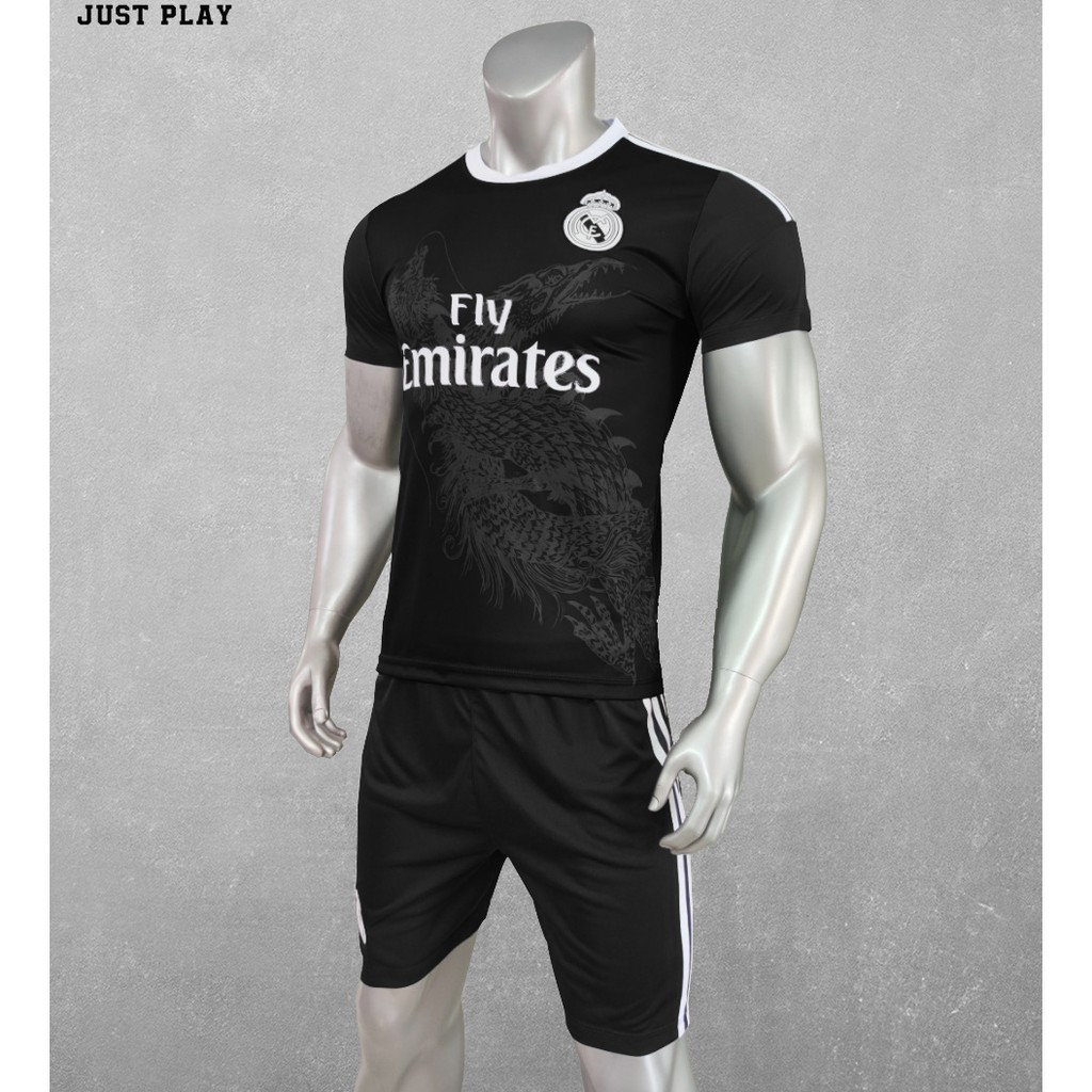 Đồ đá banh CLB Real Madrid Rồng đen mới Vải thun lạnh cao cấp