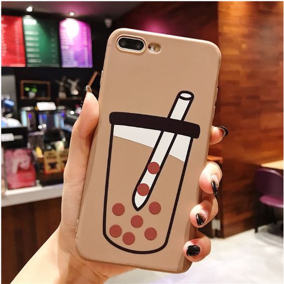 Ốp iPhone silicon TPU mềm in hình ly trà sữa dễ thương cho iPhone 6/ 6S/ 6 Plus/ 7/ 8 Plus/X/XS/XR/XS MAX