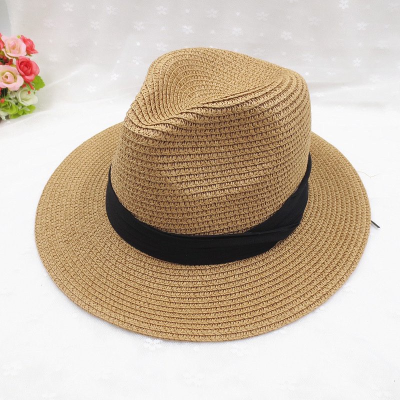 Mũ cói đai đen Unisex- Nón đi biển unisex có đai