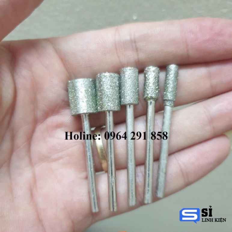 Mũi mài kim cương, mũi mài khắc đá, ngọc, hình tròn 3/4/5/6/8/10mm cán 3mm mũi tiến thưởng hình tròn cán 3mm