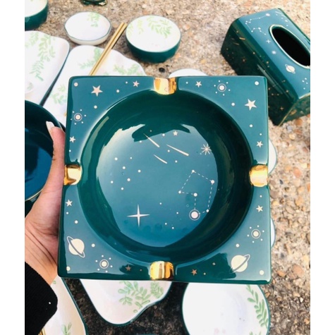 gạt tàn, hũ tăm versace. gạt tàn thuốc lá cao cấp phong cách hiện đại. hũ đựng tăm