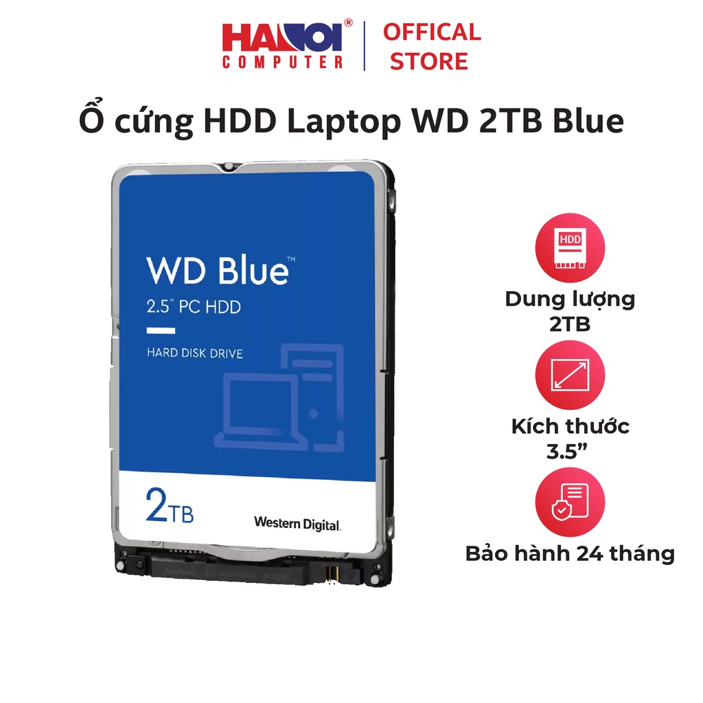 Ổ cứng HDD Laptop WD 2TB Blue 2.5 inch, 5400RPM, SATA, 128MB Cache