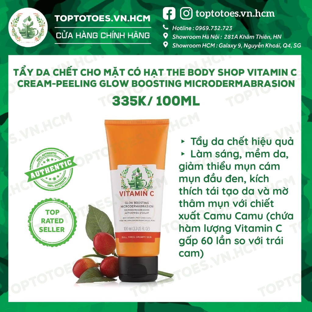 Bộ sp Vitamin C The Body Shop dưỡng da trắng hồng, căng mọng siêu glowy, se khít lỗ chân lông