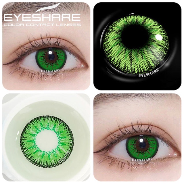 Bộ 2 Kính Áp Tròng Mắt Xanh Đính Đá Hóa Trang Nhân Vật Anime