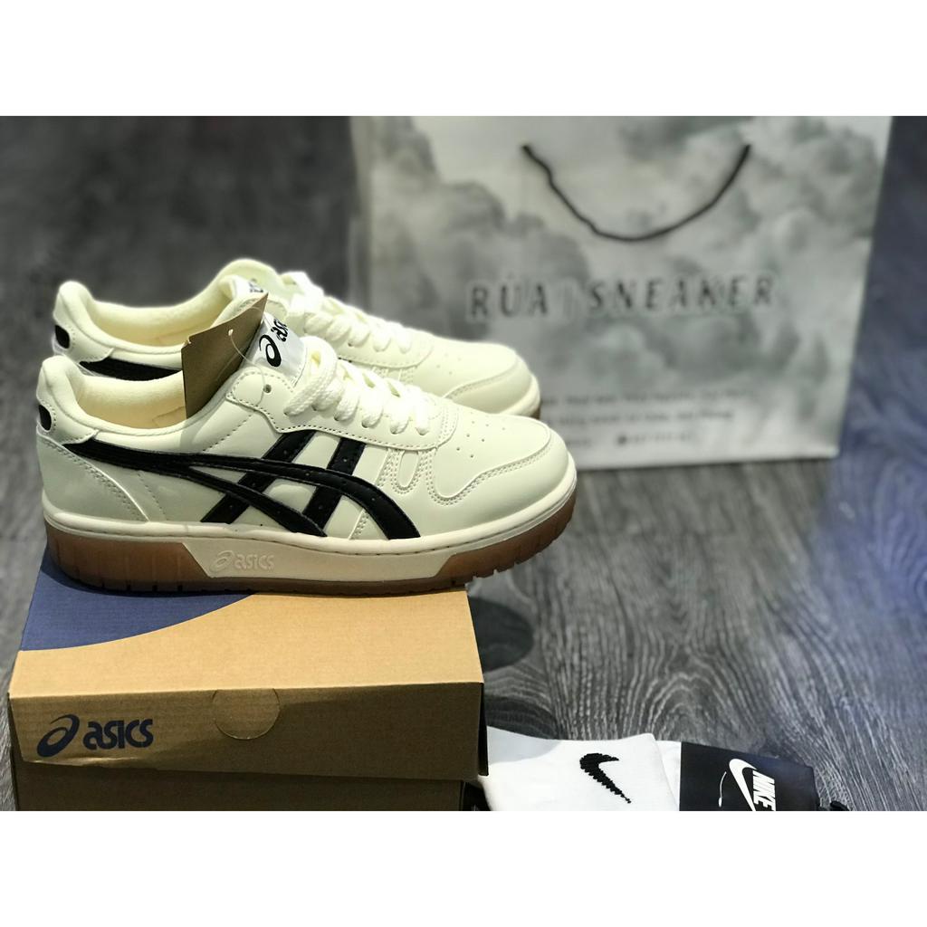 Siêu Phẩm Giày Thể Thao Sneaker Asics Court Mz Cream Black Gum Màu Kem Vạch Đen Đế Nâu Cao Cấp Ảnh Thật +freeship + Tặng