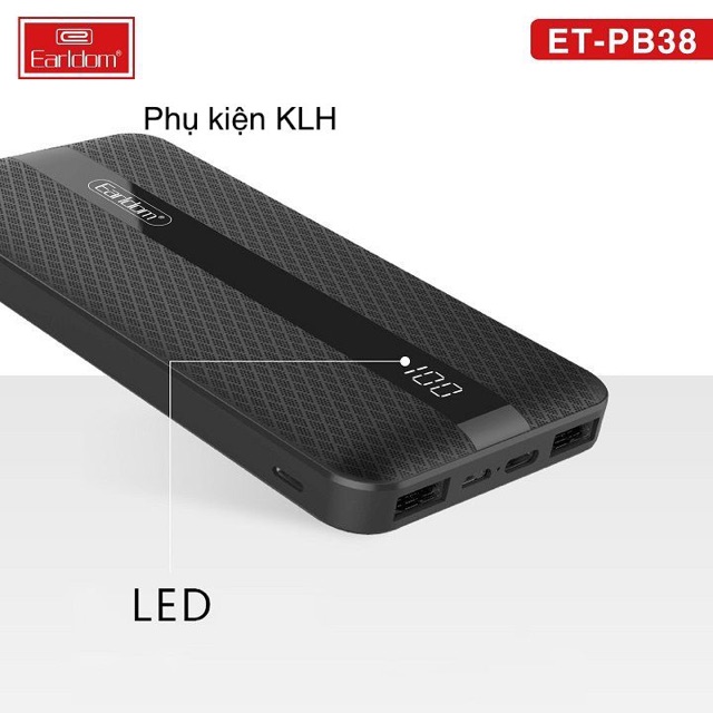 Sạc dự phòng EARLDOM  PB38, Pin tích điện dung lượng 10000 mAh, sạc đa năng di động KLH shop