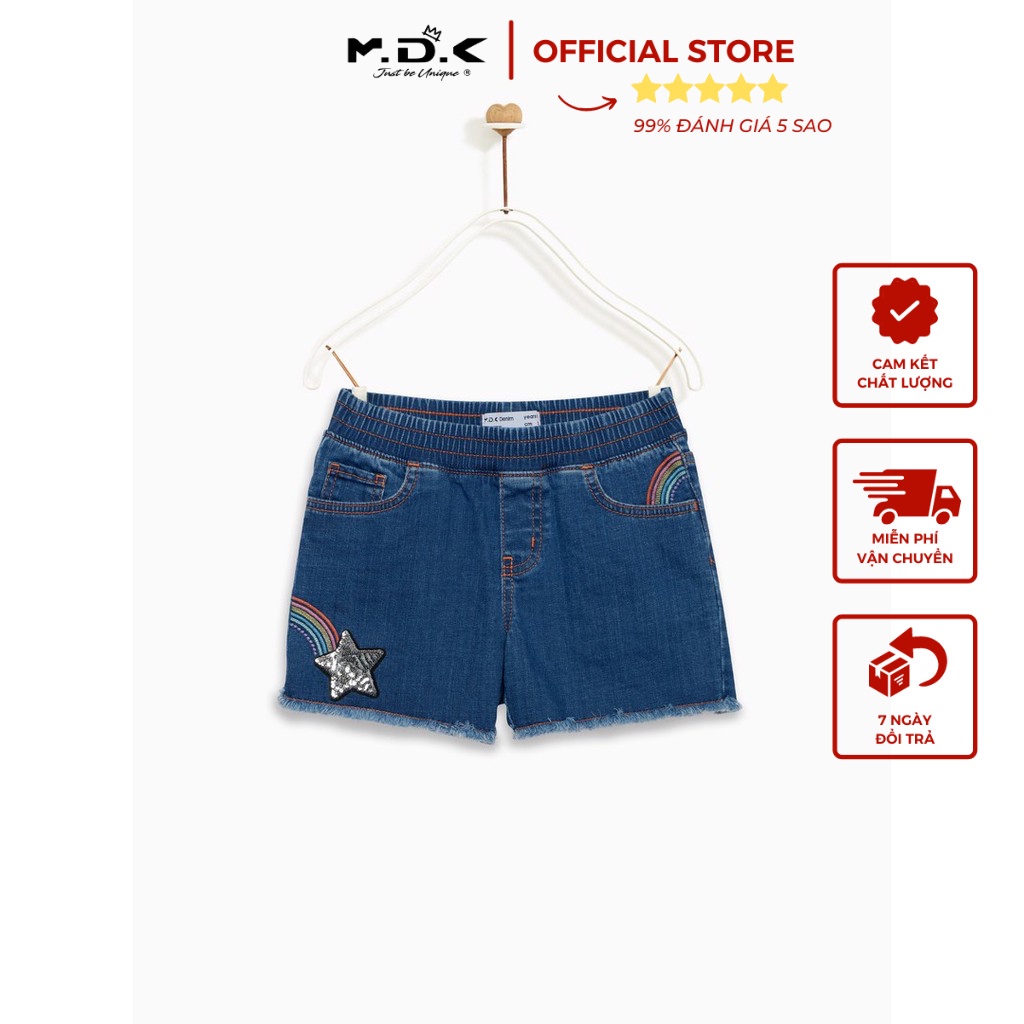 Quần Short Bé Gái Rainbow embroidered pull on shorts M.D.K - năng động, cá tính