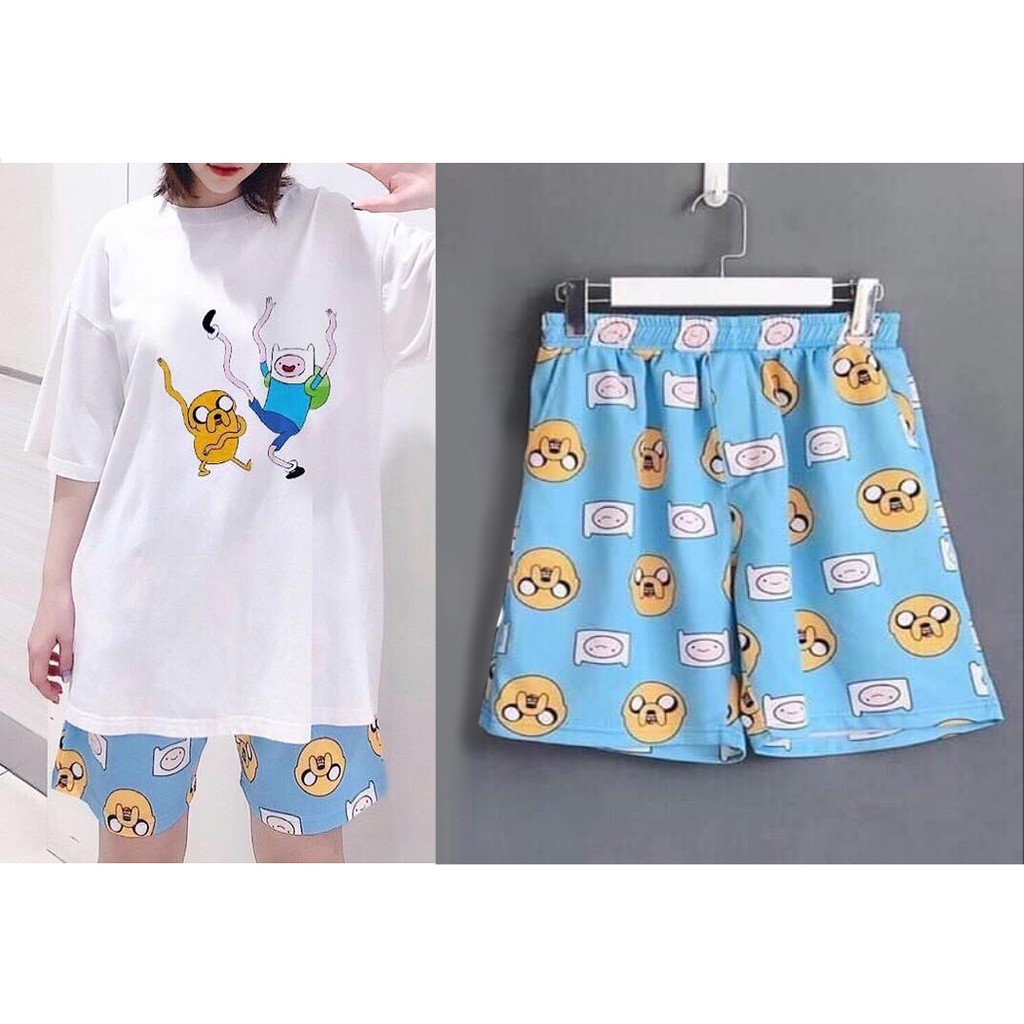 Q016 Quần đùi hoa có túi Sooc ống rộng hoạt hình unisex Short lửng ngắn in cartoon nam nữ đi ngủ chơi biển mặc đôi, nhóm