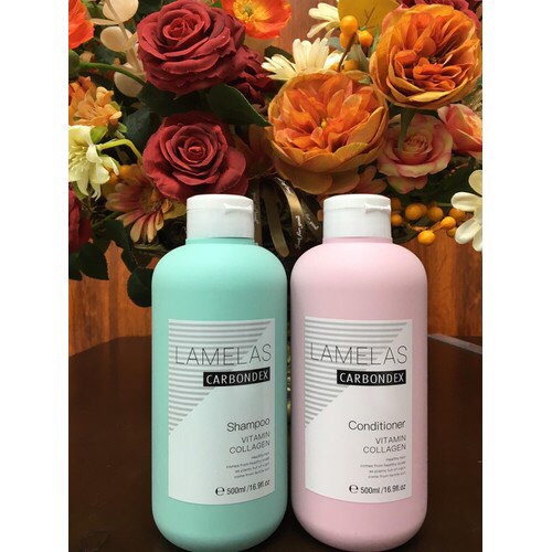 Cặp Dầu Gội Xả Lamelas Carbondex 500ml. Phục Hồi Tóc Khô Xơ, Hư Tổn, Giảm Gãy Rụng. Hàng Chính Hãng