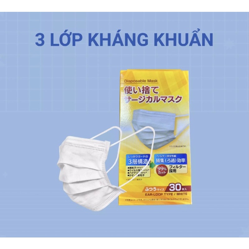 Khẩu Trang Y Tế Xuất Nhật Cao Cấp 3 Lớp Kháng Khuẩn Mềm Mịn