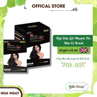 Dầu gội nhuộm tóc hữu cơ 🍀 Krush Anh Quốc 🍀[ Hộp 10 gói x 25ml ]