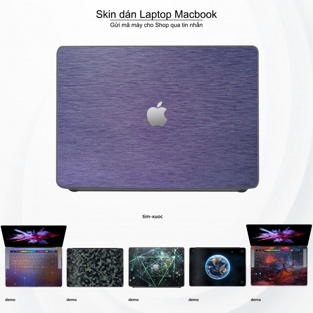 Skin dán Macbook mẫu Aluminum Chrome tím xước (đã cắt sẵn, inbox mã máy cho shop)