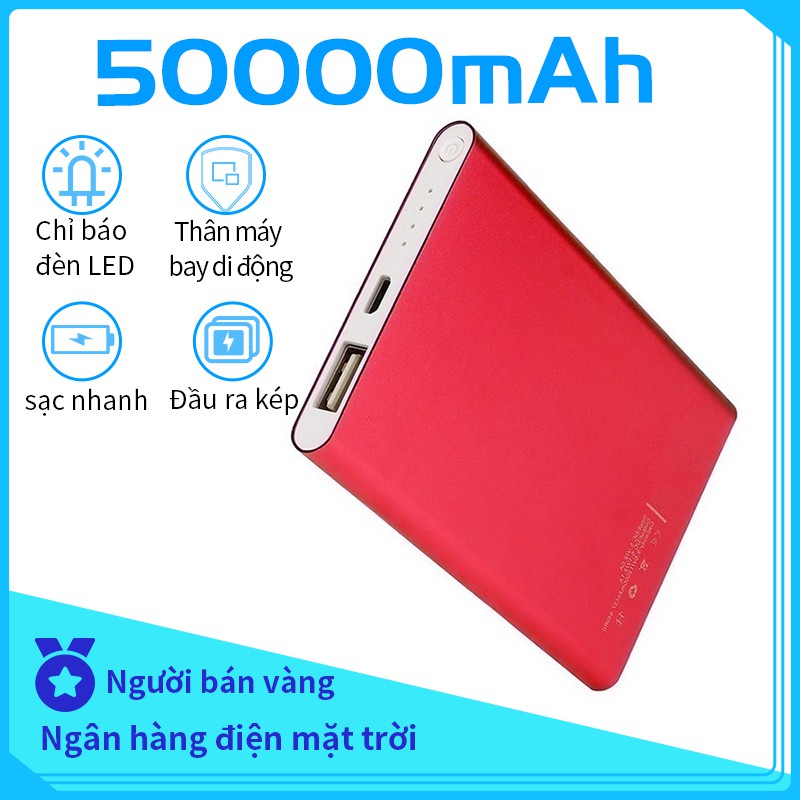 Sạc Dự Phòng Siêu mỏng 50000 mAh mini sạc Dễ dàng mang theo 2 cổng USB Power Bank