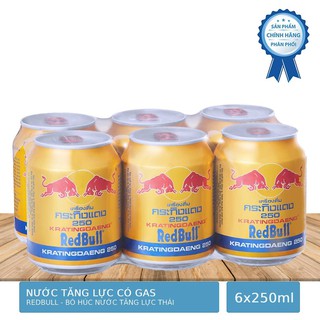 Lốc 6 lon nước tăng lực Redbull việt nam 250ml (bò cụng ,bò húc)