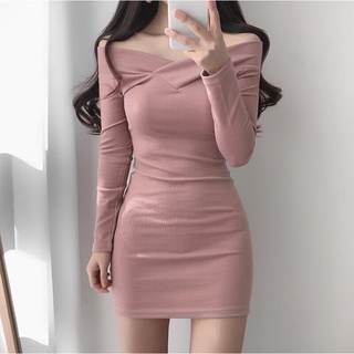 Váy ôm cổ v hở vai bonnie v ops j-blin