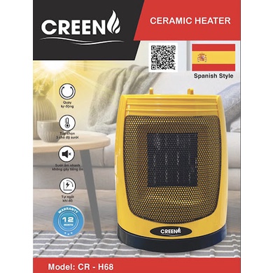 Máy sưởi gốm Ceramic Creen CR-H68  - Bảo hành 12 tháng