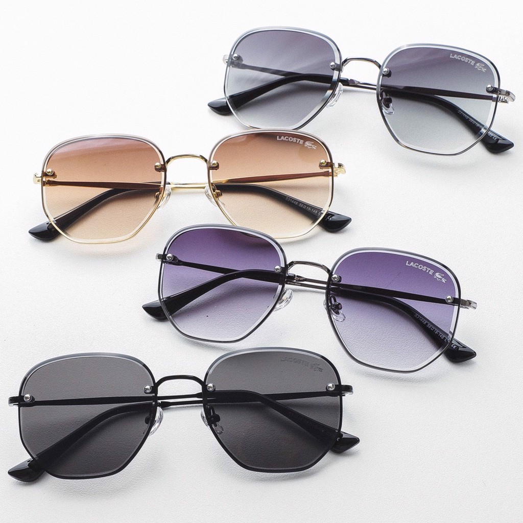 Mắt kính mát Nam, Nữ Thủy Tinh LACOSTE OMBRE Gọng Titan 4 màu thời trang Cao Cấp Sang Trọng Hàng Xịn