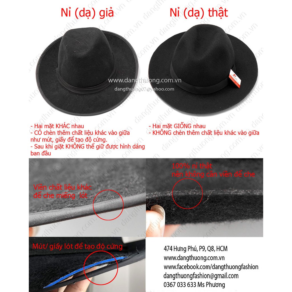 [HÀNG CÓ SẴN] [SHIP HỎA TỐC] Mũ nón phớt fedora chất liệu nỉ/ dạ THẬT 100%, vành nhỏ/ trung/ lớn