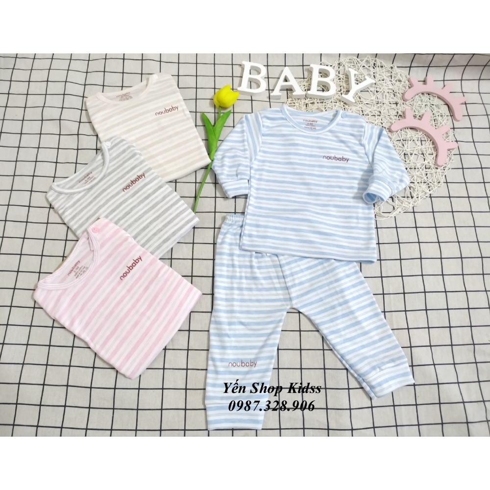 Bộ Dài Noubaby (Cài Vai) Kẻ Ngang Cho Bé (Chất Nỉ) (SP000806)