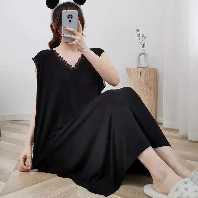 【50-150KG】 Đồ ngủ Hai Dây Cổ Chữ V Plus Size C9052