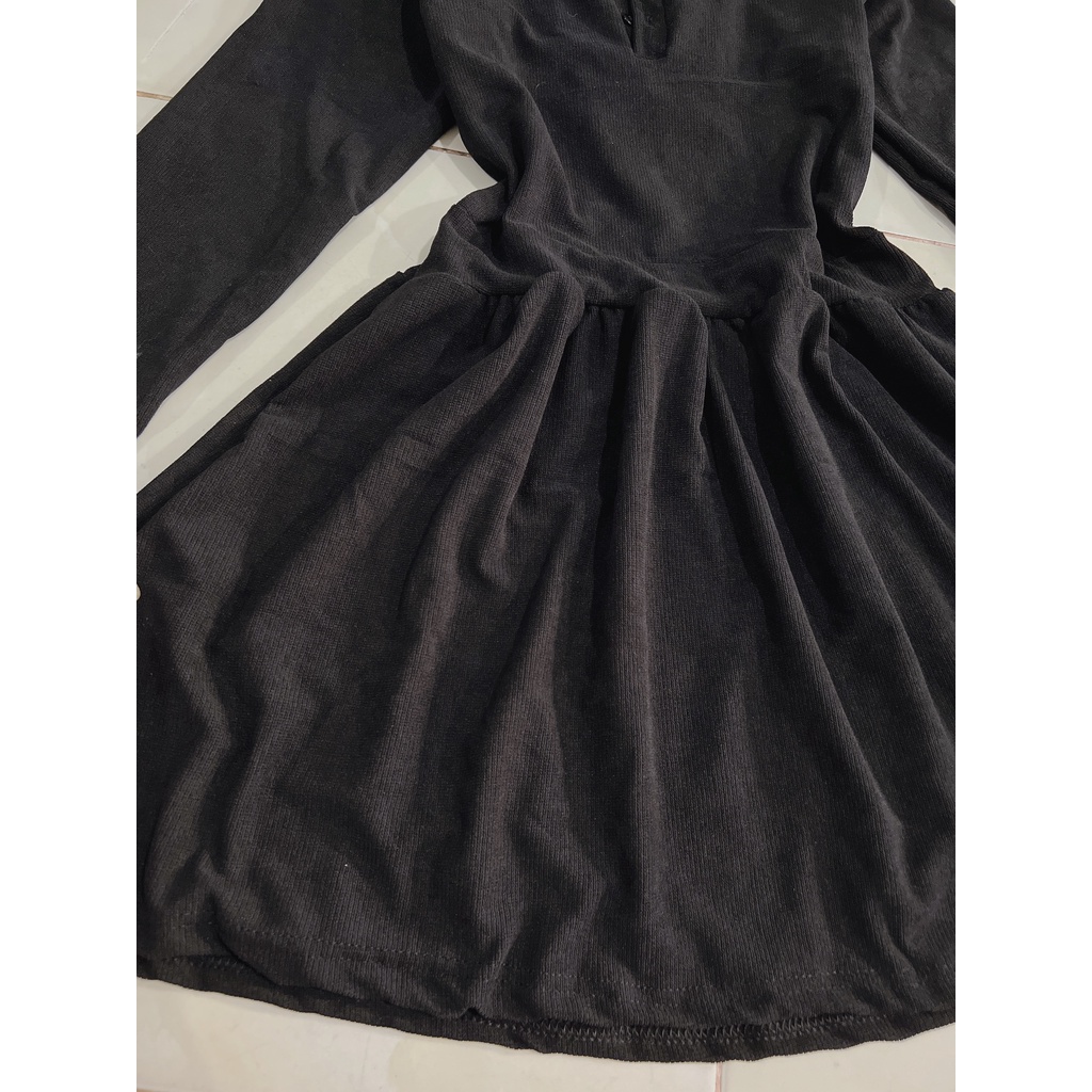 Váy Len Tăm Bo Zip Dáng Xoè Dài Tay, Dầm Nữ Màu Đen , Đầm Thu Đông Nữ - Kim Dung Fashion Store
