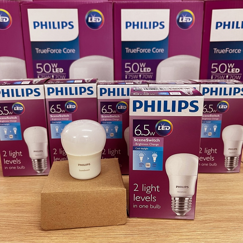 Bóng đèn LED Philips Scene Switch 6.5W 2 cấp độ 6500K E27 P45 - Ánh sáng trắng