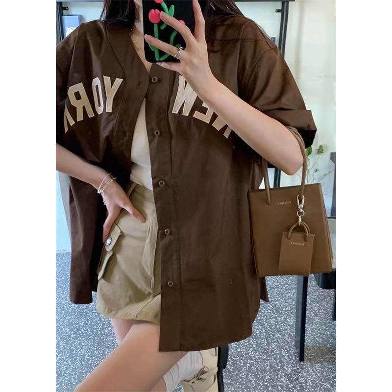﹍✥Áo Sơ Mi Tay Ngắn Phong Cách Retro Dành Cho Nữ