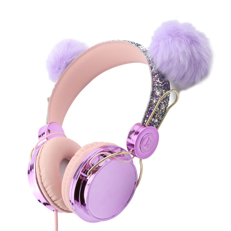 VIVI New cartoon headset computer children's headset wired plush cute headset