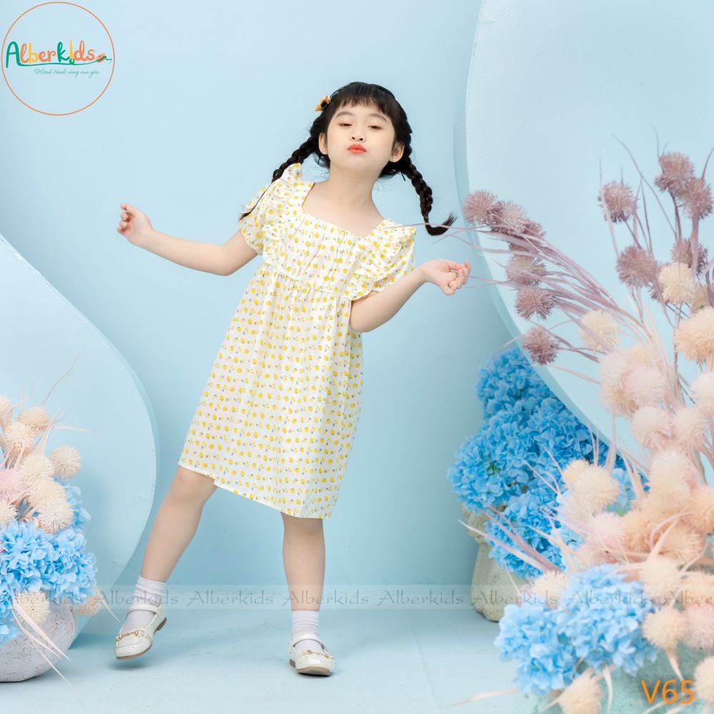 Váy bé gái ALBER họa tiết quả cam công chúa xinh đẹp cho trẻ em 2,3,4,5,6,7,8,9,10,11,12 tuổi [V65]