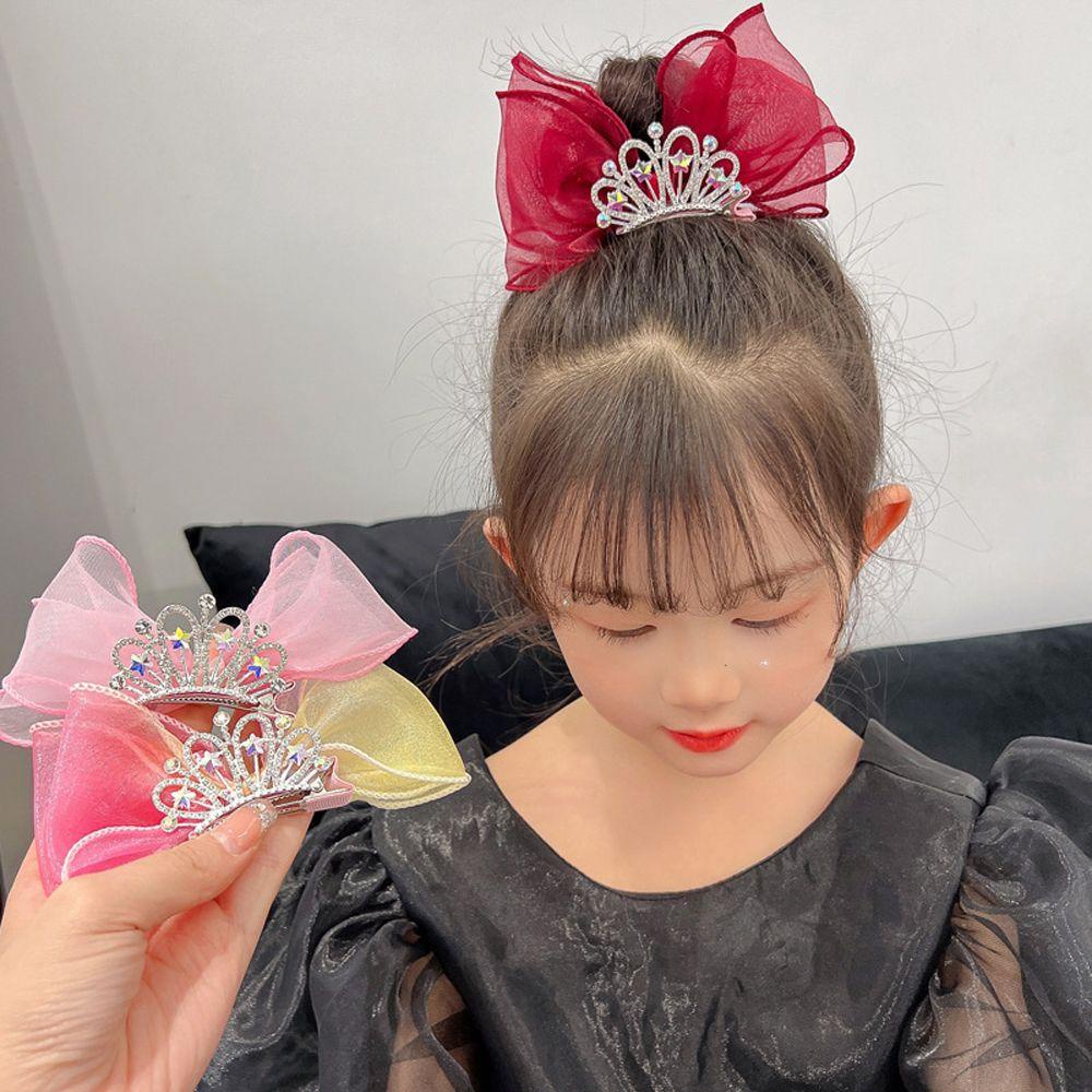 Kẹp Tóc Hình Nơ / Vương Miện Màu Ngà Phong Cách Retro Dễ Thương|Dây Buộc Tóc Chiffon Nhiều Màu Phong Cách Hàn Quốc