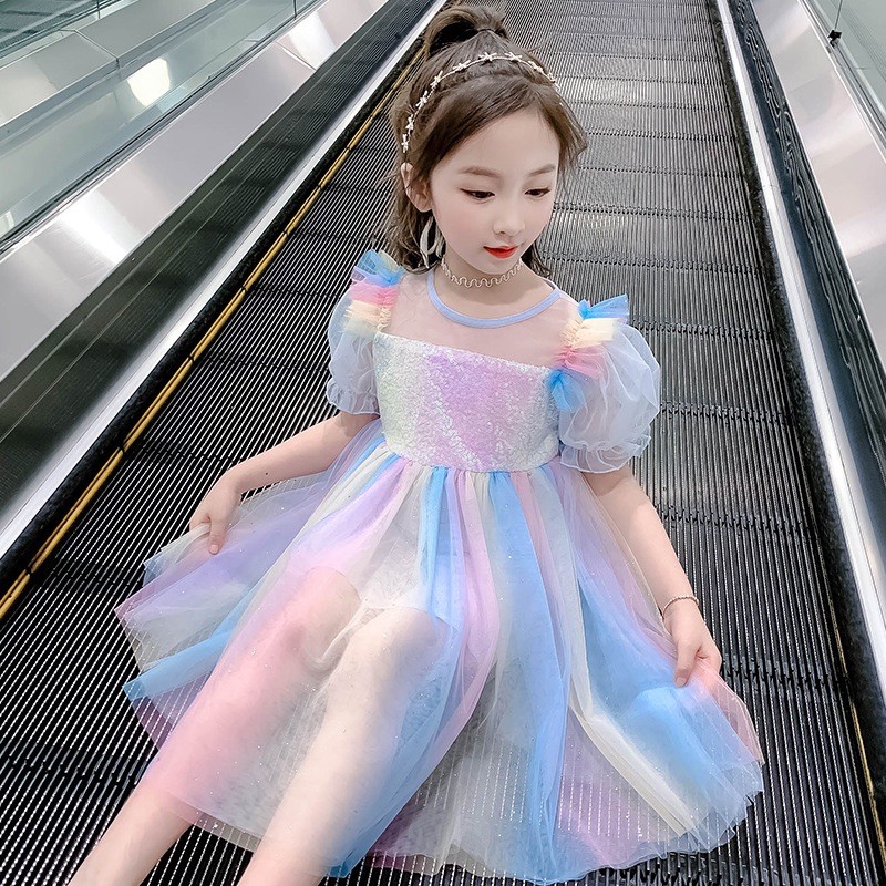 đầm công chúa váy sắc màu trẻ em mùa hè 2021 hàng Quảng Châu FreeshipXtra  🧧 Hoàn Xu