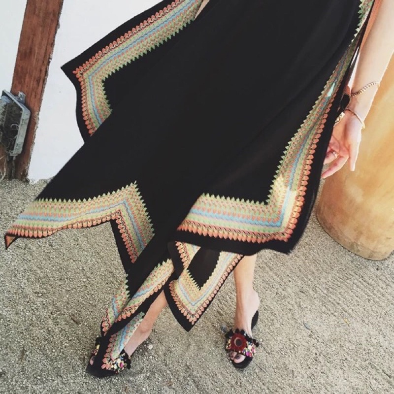 Váy Boho nữ hai dây hoạ tiết thổ cẩm