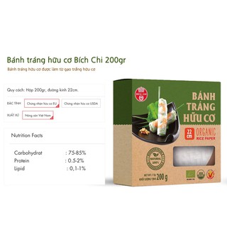 Bánh Tráng Bích Chi Hữu Cơ 200g