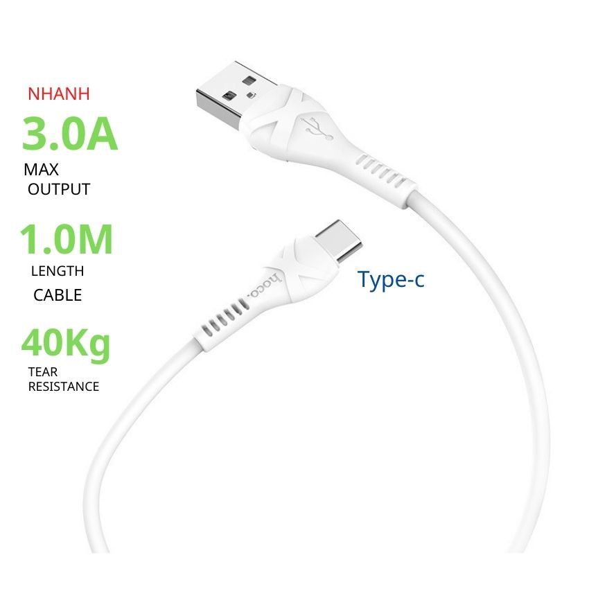 Dây Sạc Nhanh Type-C, Cáp Sạc Nhanh Type-C Hoco 3.0A - X37 Dùng Cho Samsung,Oppo...Android HUNGZADUNG - HUTABI