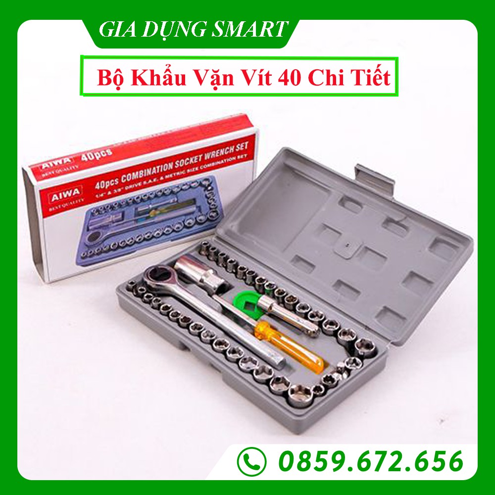 Bộ Khẩu Mở Siết Ốc Và Bugi 40 Chi Tiết (Thép Không Gỉ)