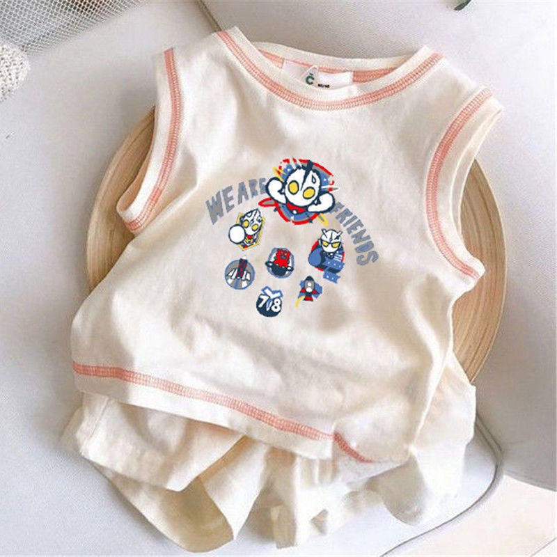 Bộ Đồ Thể Thao Áo Thun Tay Ngắn Phối Quần Short Vải Cotton Màu Trơn Kiểu Phương Tây Thời Trang Mùa Hè Hàng Mới Dành Cho Bé Trai Gái 2022