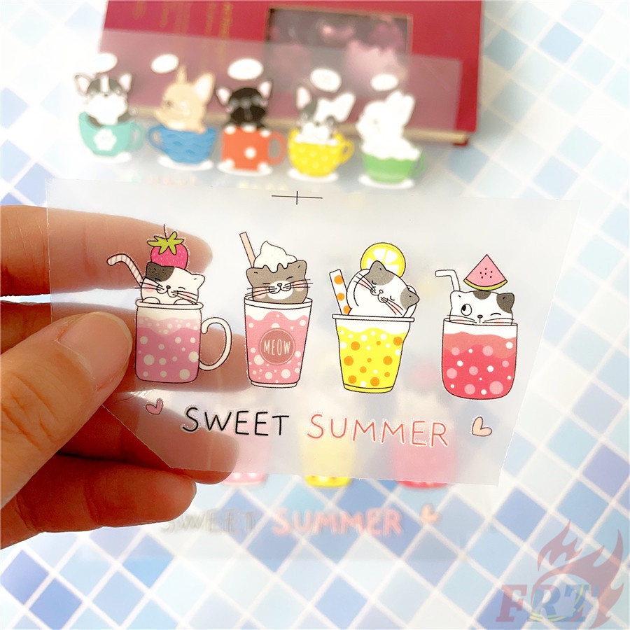 ◆ Decal Dán Nhiệt Vinyl Hình Chó Và Mèo Hoạt Hình Dễ Thương ◆ 1 Sticker Dán Ủi Với Thiết Kế Đẹp Mắt