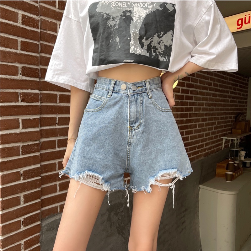 Quần short jean rách IELGY thiết kế cá tính cho nữ