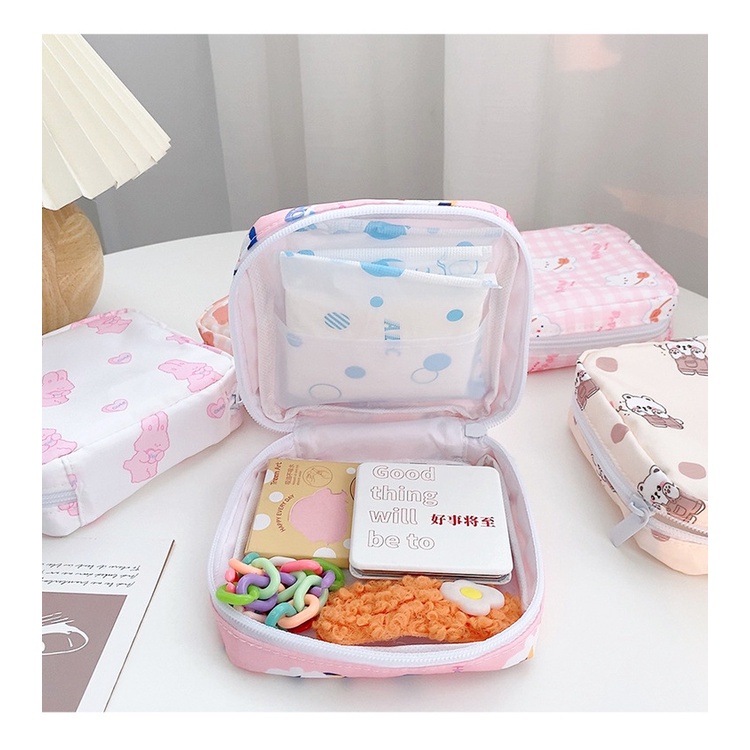 Túi đựng băng vệ sinh/mỹ phẩm phong cách Hàn Quốc xinh xắn nhỏ gọn chống thấm nước E1022